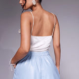 ASOS LUXE PU Short Co-ord in Powder Blue