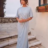 ASOS DESIGN Slash Neck Crepe Maxi Dress in Light Blue