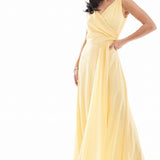 TFNC Chiffon Wrap Front Maxi Dress with Wrap Skirt in Lemon