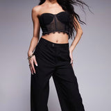 ASOS X THE SOURCED COLLECTION Mesh Corset in Black