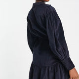 ASOS DESIGN Cord Mini Shirt Dress With Buckle In Navy