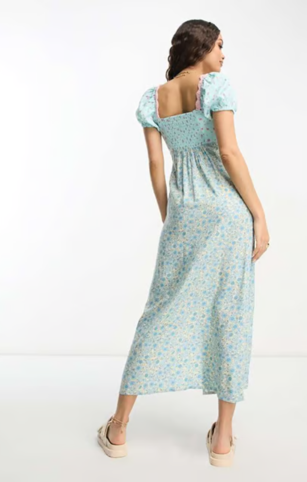 Rent ASOS DESIGN Petite Crochet Bardot Midi Dress In Ditsy And Stripe Mix Print | Hirestreet Rent ASOS DESIGN Petite Crochet Bardot Midi Dress In Ditsy And Stripe Mix Print | Hirestreet