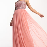Maya Cross Back Delicate Sequin Maxi Dress In Pink