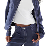 ASOS DESIGN Straight Leg Trousers in Denim Look