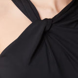 Abercrombie & Fitch drape twist front asymmetric top in black