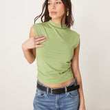 Abercrombie & Fitch Sleeveless Mock Neck Top in Green