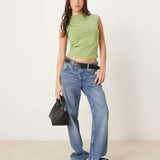 Abercrombie & Fitch Sleeveless Mock Neck Top in Green