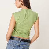 Abercrombie & Fitch Sleeveless Mock Neck Top in Green