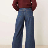 Abercrombie & Fitch High Rise Cropped Wide Leg Jean in Blue Wash