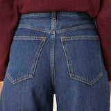 Abercrombie & Fitch High Rise Cropped Wide Leg Jean in Blue Wash