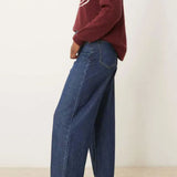 Abercrombie & Fitch High Rise Cropped Wide Leg Jean in Blue Wash