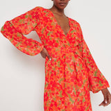 Pretty Lavish Alexis Knot Drape Red and Orange Floral Dress