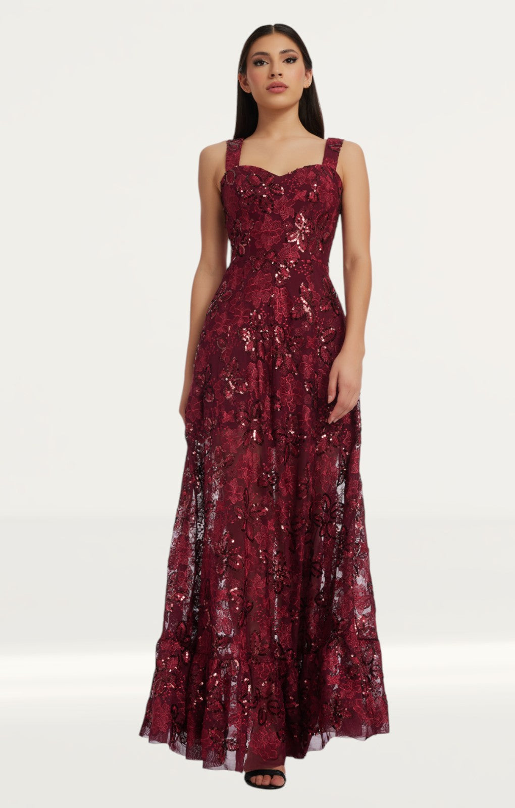 Dress The Population Anabel Maxi Dress in Port