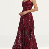Dress The Population Anabel Maxi Dress in Port