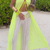 Annorlunda Halter Neck Open Front Longline Top In Yellow