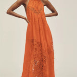 Anthropologie Halter Cutwork Lace Dress