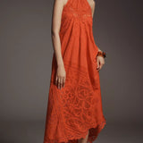 Anthropologie Halter Cutwork Lace Dress