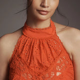 Anthropologie Halter Cutwork Lace Dress
