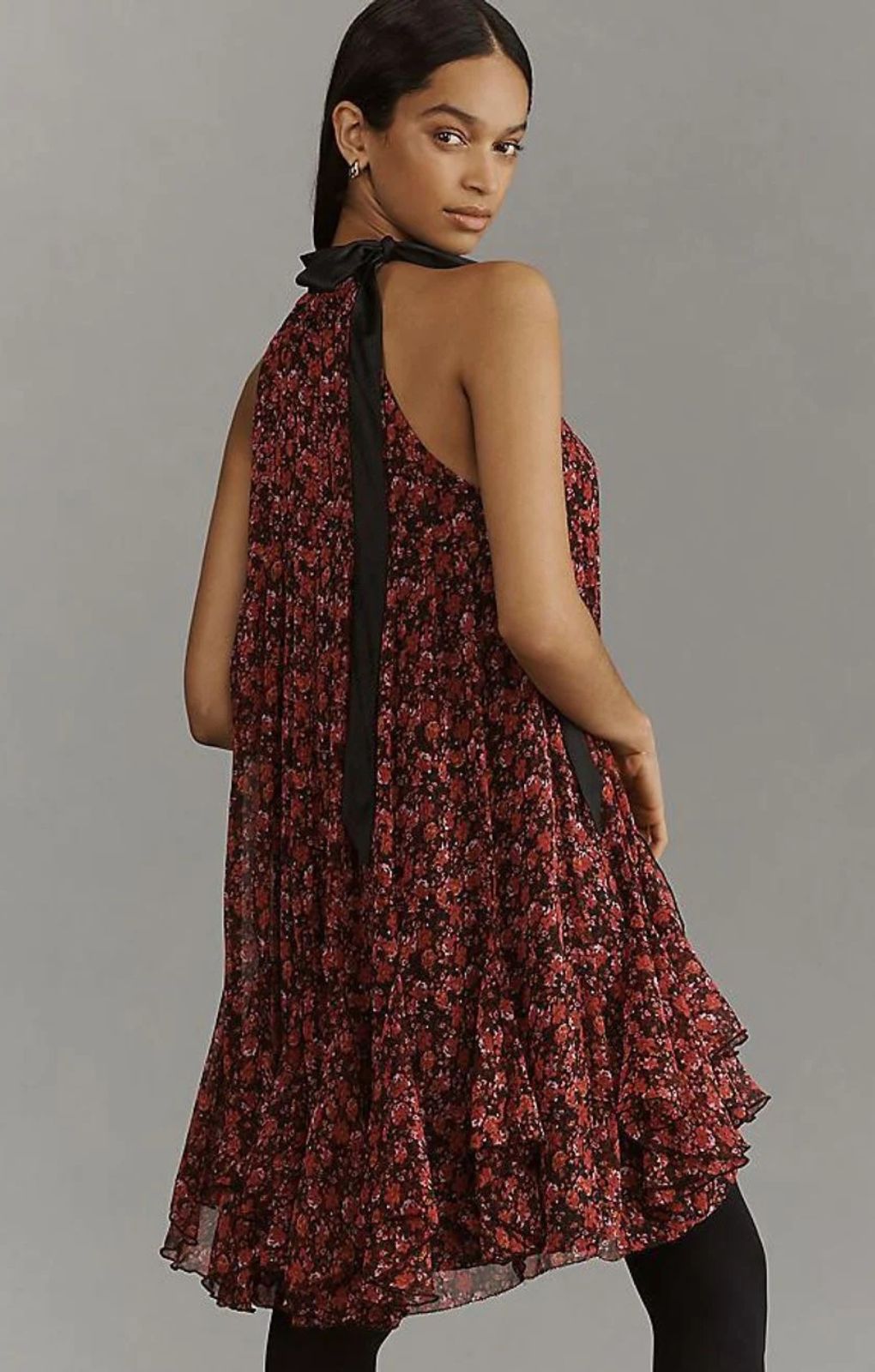 Anthropologie Tie-Neck Halter Ruffled Mini Dress – dresses by Anthropologie, available to rent from Hirestreet