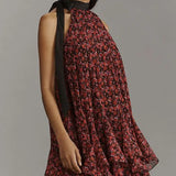 Anthropologie Tie-Neck Halter Ruffled Mini Dress – dresses by Anthropologie, available to rent from Hirestreet