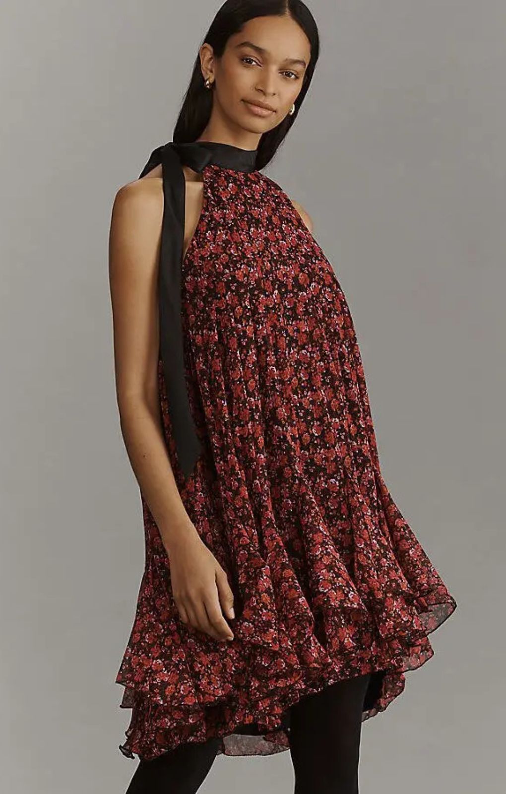 Anthropologie Tie-Neck Halter Ruffled Mini Dress – dresses by Anthropologie, available to rent from Hirestreet