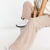 Asos Design Casual Wide Leg Trousers In Beige