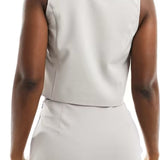 Asos Design Clean Waistcoat In Light Grey