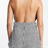 Asos Design Houndstooth Halter Neck Tailored Playsuit