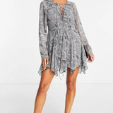 Asos Design Lace Up Front Mini Dress In Paisley Print
