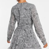 Asos Design Lace Up Front Mini Dress In Paisley Print