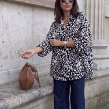 Asos Design Oversized Long Sleeve Shirt In Mono Abstract Print