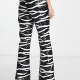 Asos Design Tall Sequin Flare Trouser In Zebra