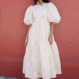 Asos Edition Tiered Metallic Floral Jacquard Midi Dress In Ivory