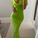 Asos Design Flutter Sleeve Cowl Neck Maxi Dress In Apple Green