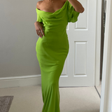 Asos Design Flutter Sleeve Cowl Neck Maxi Dress In Apple Green