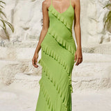 Runaway the Label Beloved Lime Ruffle Maxi Dress