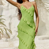 Runaway the Label Beloved Lime Ruffle Maxi Dress