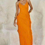 Runaway the Label Beloved Orange Ruffle Maxi Dress