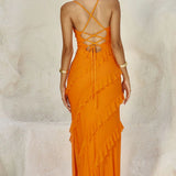 Runaway the Label Beloved Orange Ruffle Maxi Dress