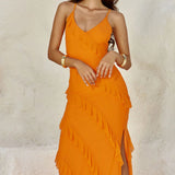 Runaway the Label Beloved Orange Ruffle Maxi Dress