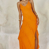 Runaway the Label Beloved Orange Ruffle Maxi Dress