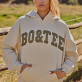 Oh Polly Oversized Hooded Sweatshirt in Bone