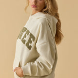 Oh Polly Oversized Hooded Sweatshirt in Bone