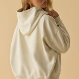 Oh Polly Oversized Hooded Sweatshirt in Bone