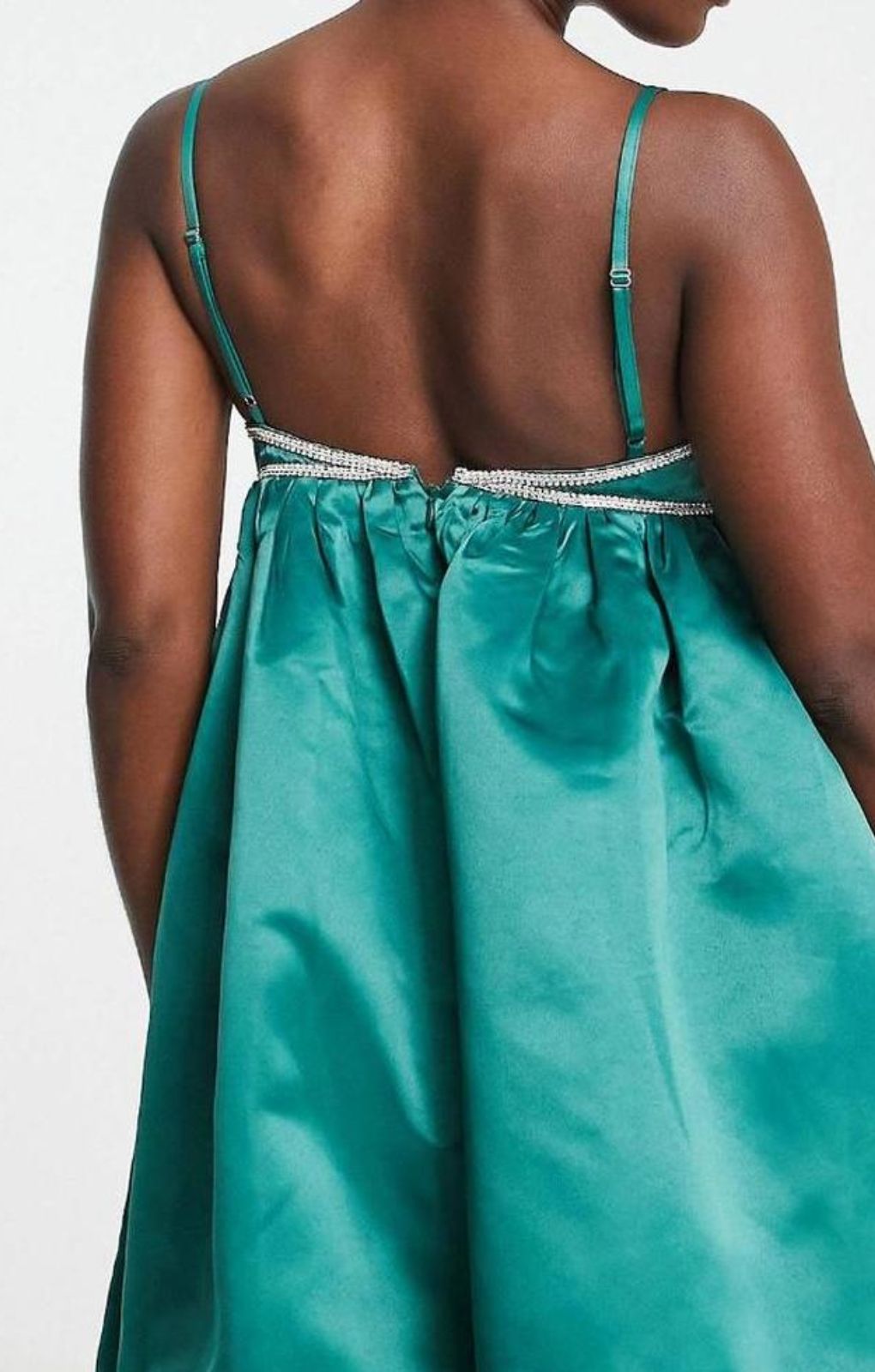 Rent Band Of Stars Premium Diamante Trim Satin Cami Dress In Green | Hirestreet Rent Band Of Stars Premium Diamante Trim Satin Cami Dress In Green | Hirestreet