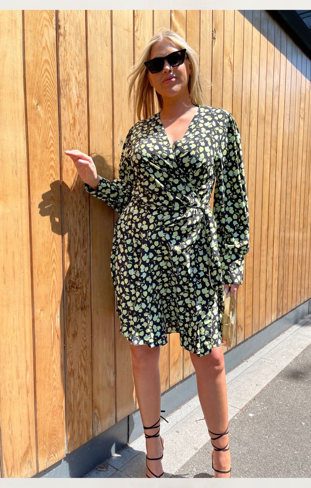 Glamorous Curve Floral Rose Wrap Mini Dress