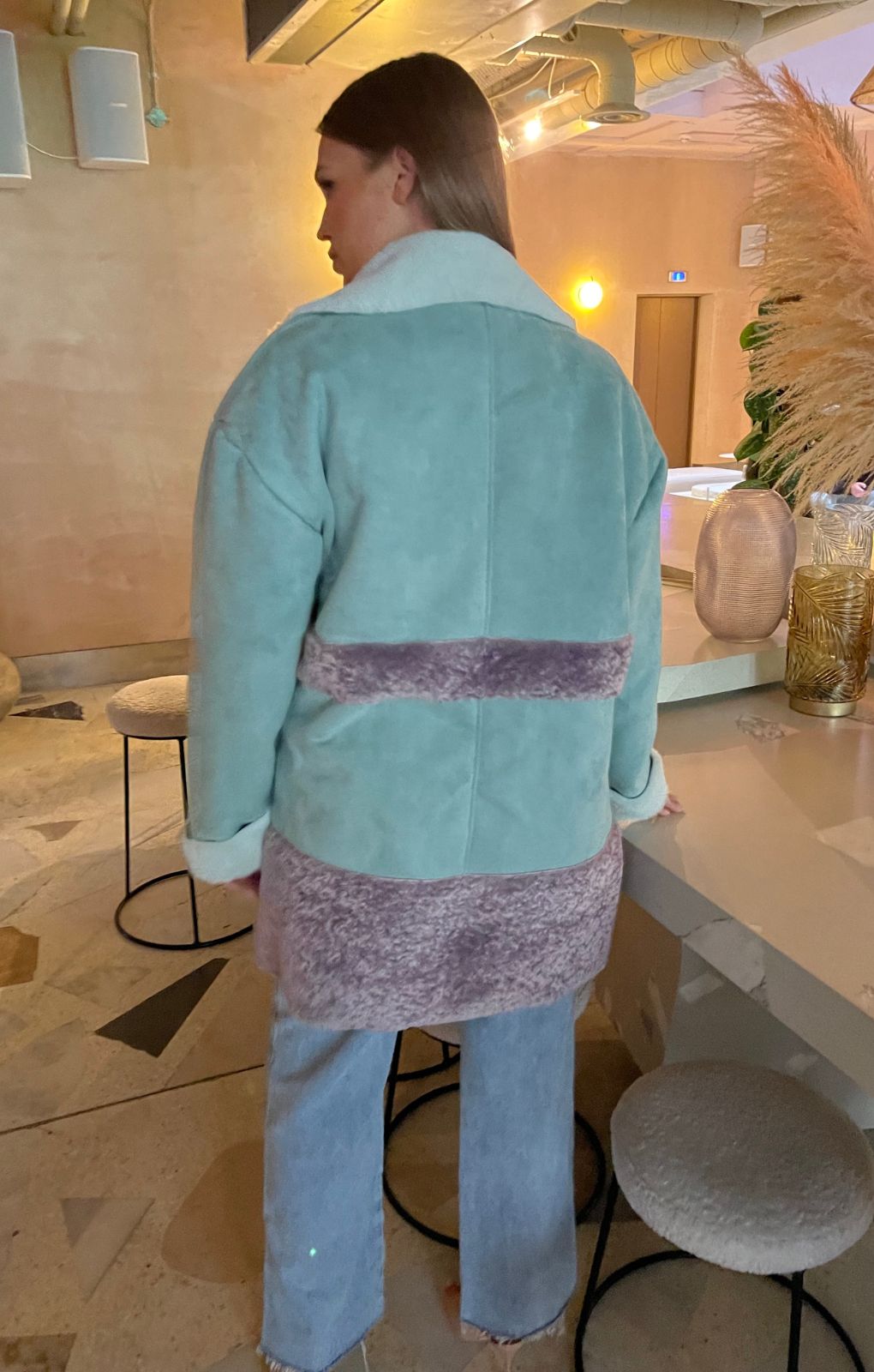 Glamorous Curve Seafoam Aviator Style Jacket