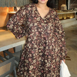 Glamorous Curve Autumn Floral Mini Smock Dress