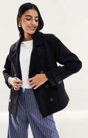 Pimkie Wool Look Double Breasted Jacket In Black