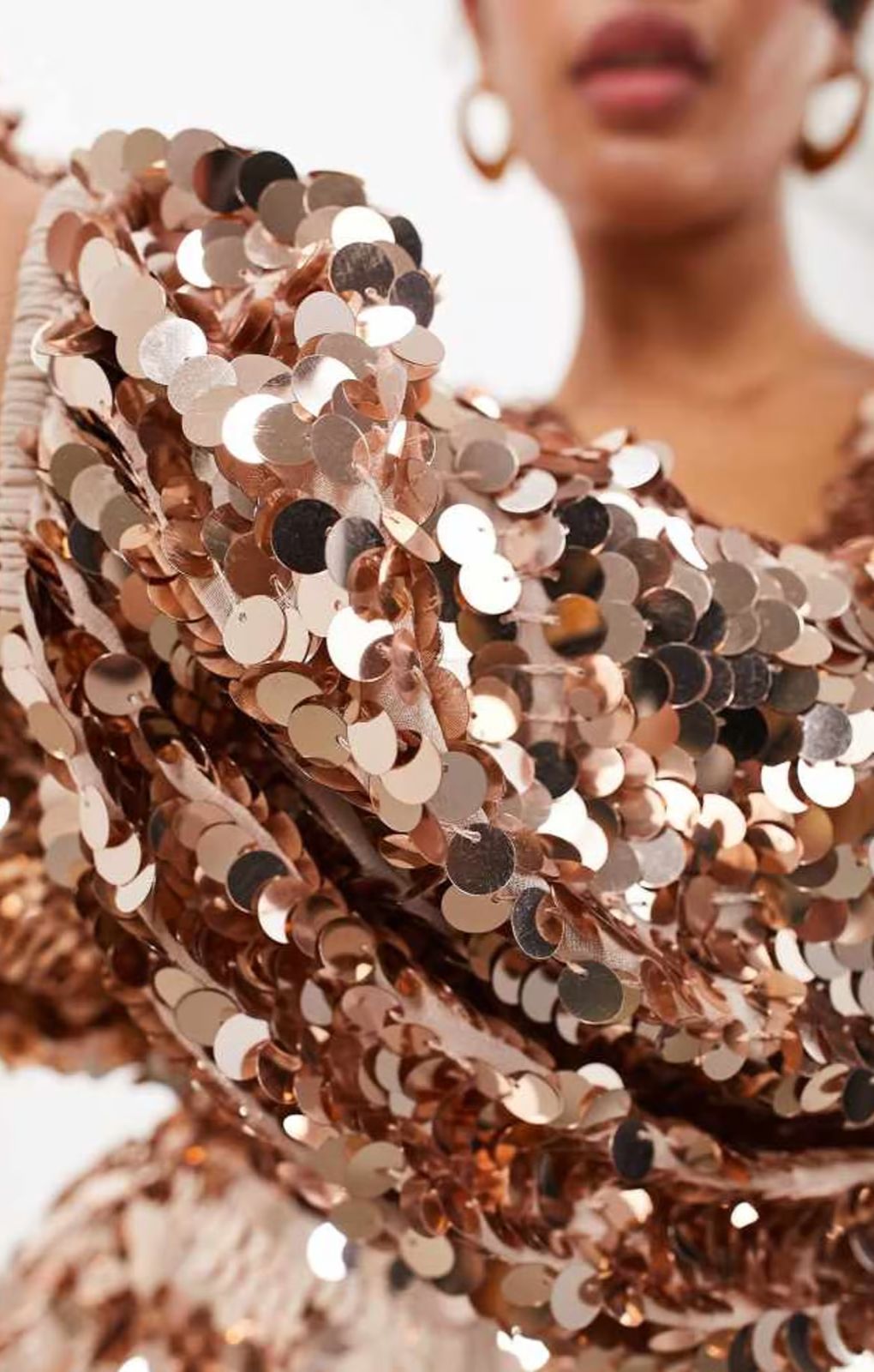 ASOS EDITION Batwing Sleeve Sequin Wrap Midi Dress In Gold ASOS EDITION Batwing Sleeve Sequin Wrap Midi Dress In Gold